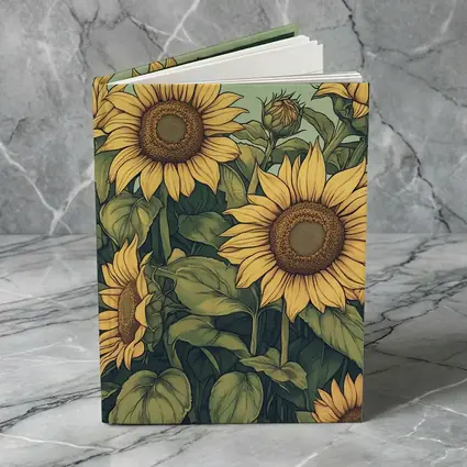Sunflowers Illustration on Sage Green Background