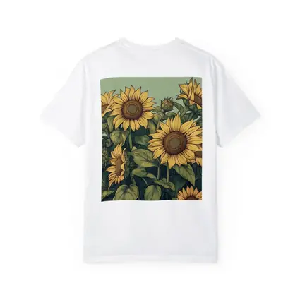 Sunflowers Illustration on Sage Green Background