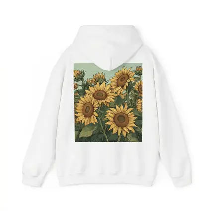 Sunflower Field Illustration Green Sky Background