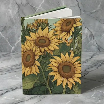 Sunflower Field Illustration Green Sky Background