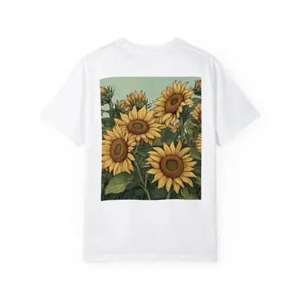 Sunflower Field Illustration Green Sky Background
