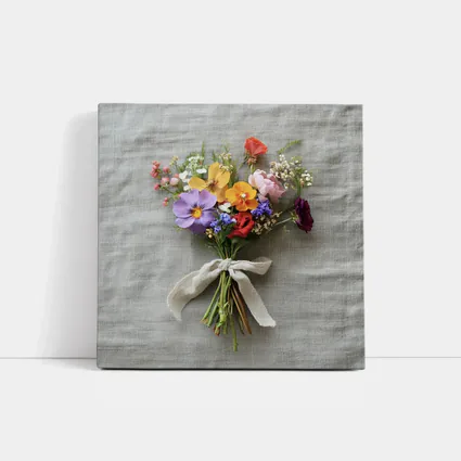 Colorful Wildflower Bouquet With Burlap Ribbon