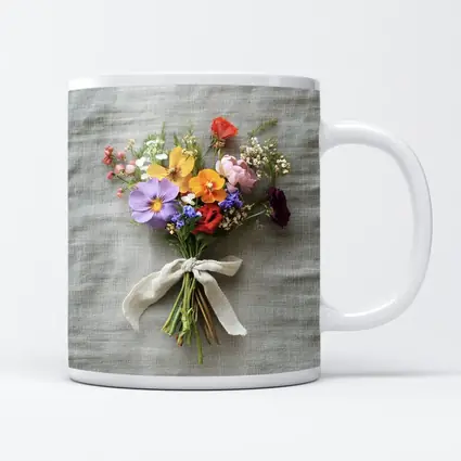 Colorful Wildflower Bouquet With Burlap Ribbon