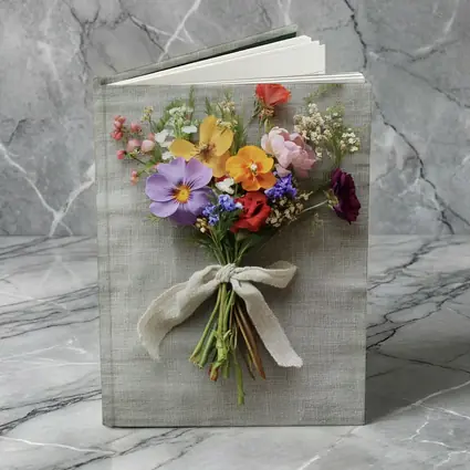 Colorful Wildflower Bouquet With Burlap Ribbon