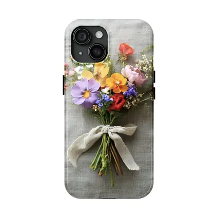 Colorful Wildflower Bouquet With Burlap Ribbon