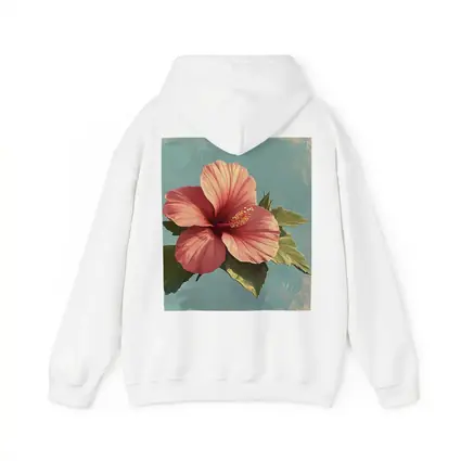 Pink Hibiscus Flower Vintage Teal Background
