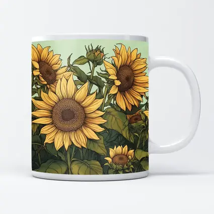 Sunflower Garden Illustration Soft Green Background