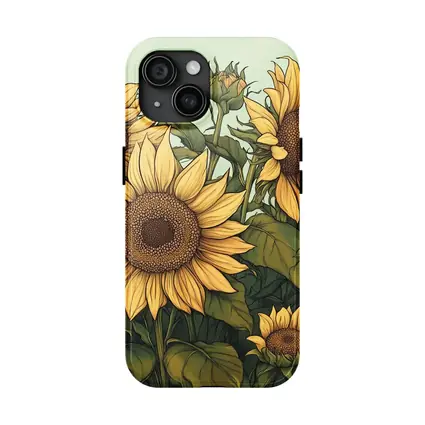Sunflower Garden Illustration Soft Green Background
