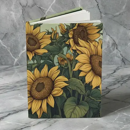 Illustrated Sunflowers Field Soft Green Background