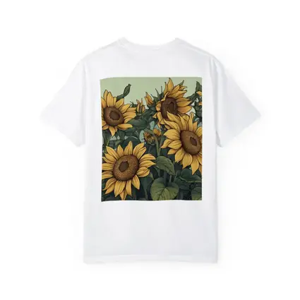 Illustrated Sunflowers Field Soft Green Background