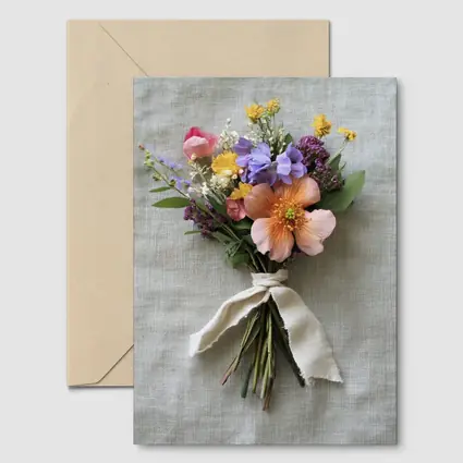 Wildflower Bouquet Tied With Linen Ribbon