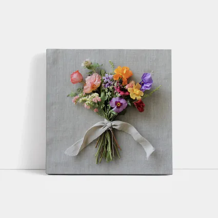Colorful Wildflower Bouquet Tied Linen Ribbon