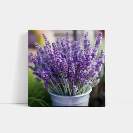 Lavender Flowers Bouquet In Metal Bucket