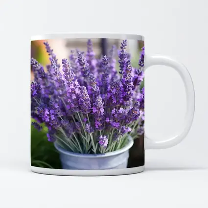 Lavender Flowers Bouquet In Metal Bucket