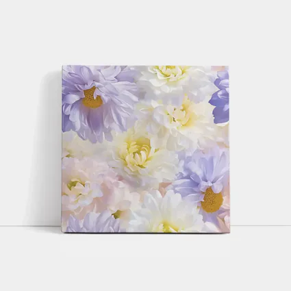 Soft Pastel Dahlias and Daisies Floral Pattern
