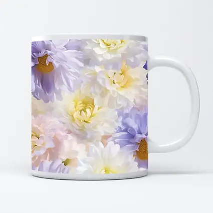 Soft Pastel Dahlias and Daisies Floral Pattern