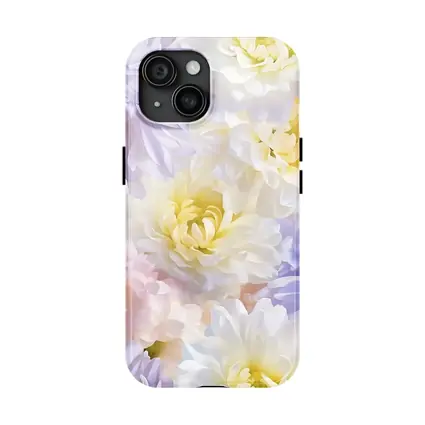 Soft Pastel Dahlias and Daisies Floral Pattern