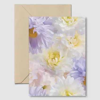 Soft Pastel Dahlias and Daisies Floral Pattern