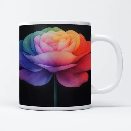 Rainbow Rose Flower Dark Black Background