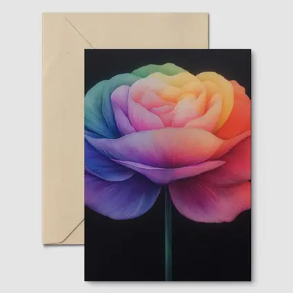 Rainbow Rose Flower Dark Black Background