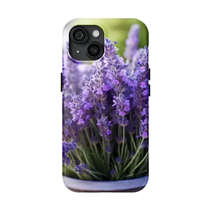 Lavender Flowers In White Pot Garden