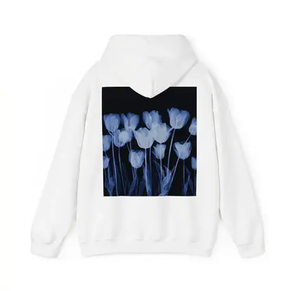 Blue Tulips Glowing On Dark Background