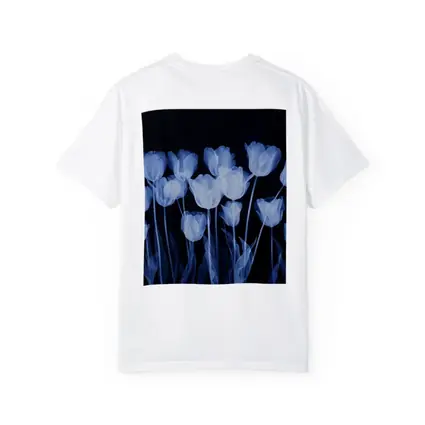 Blue Tulips Glowing On Dark Background