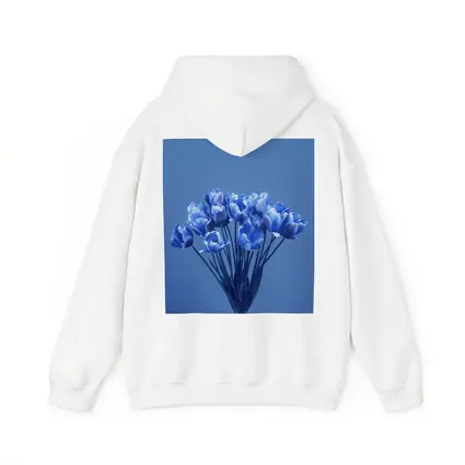Blue Tulips Bouquet on Blue Background