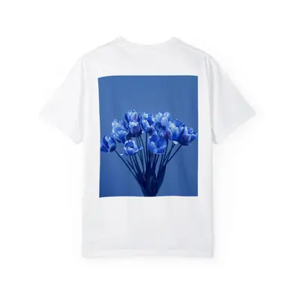 Blue Tulips Bouquet on Blue Background