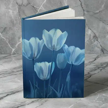 White Blue Tulips Soft Blue Background