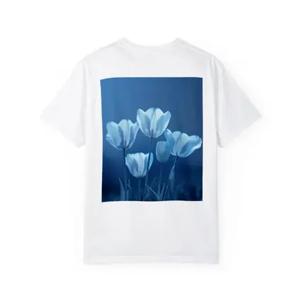 White Blue Tulips Soft Blue Background