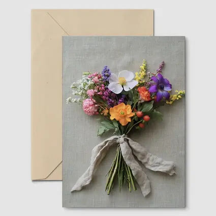 Wildflower Bouquet Tied With Linen Ribbon