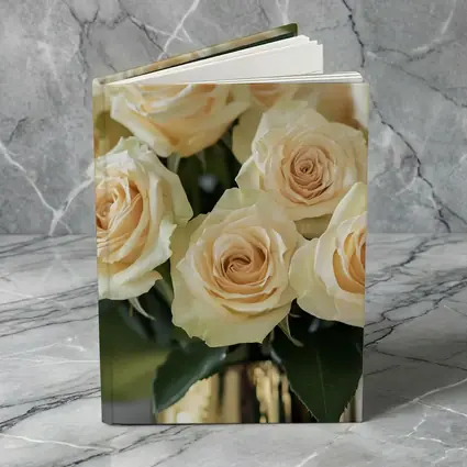 Cream Roses Bouquet In Gold Vase