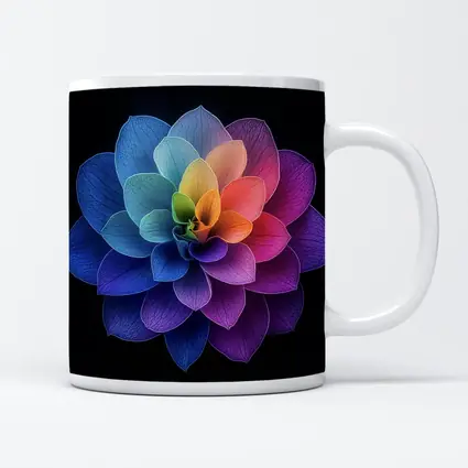 Rainbow Dahlia Flower Black Background Art