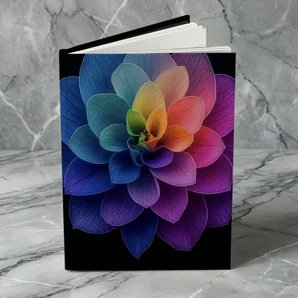 Rainbow Dahlia Flower Black Background Art