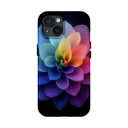 Rainbow Dahlia Flower Black Background Art