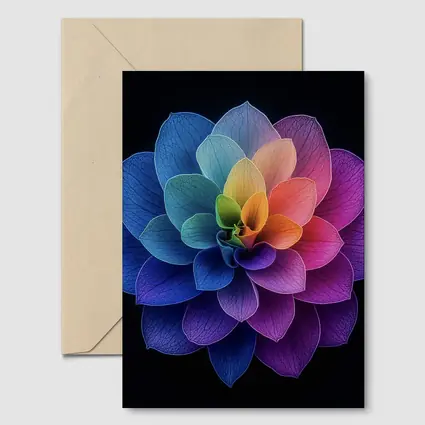 Rainbow Dahlia Flower Black Background Art