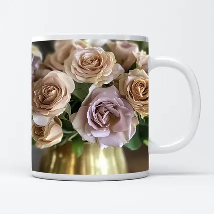 Dusty Pink Roses Bouquet Gold Vase