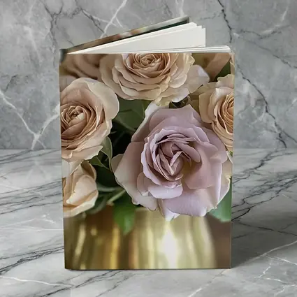 Dusty Pink Roses Bouquet Gold Vase