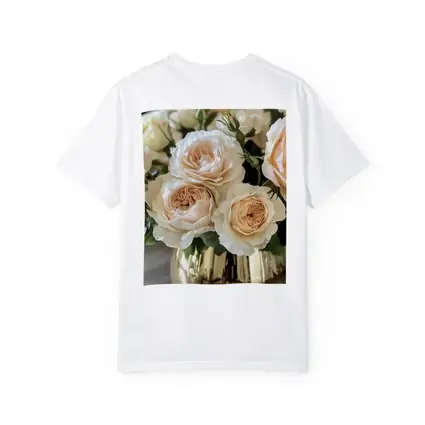 Peach Garden Roses Gold Vase Arrangement