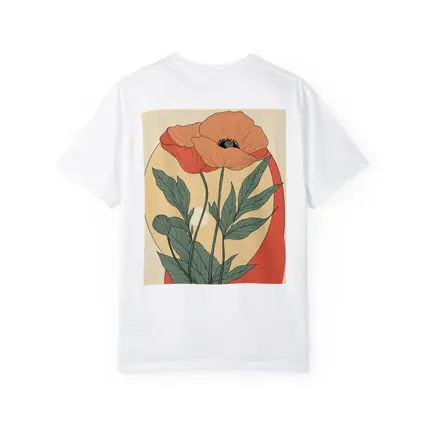 Poppy Flower Botanical Illustration Warm Beige