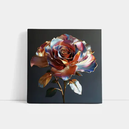 Metallic Rose Iridescent Petals Gold Dark Background