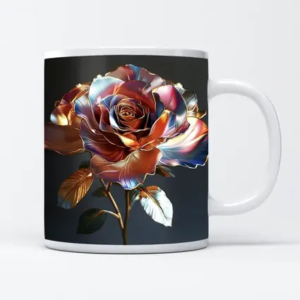 Metallic Rose Iridescent Petals Gold Dark Background