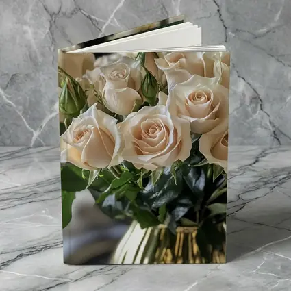 Cream Roses Bouquet in Gold Vase