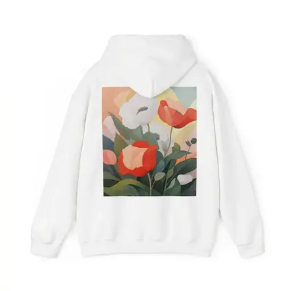 Red White Poppies Soft Pastel Background Art