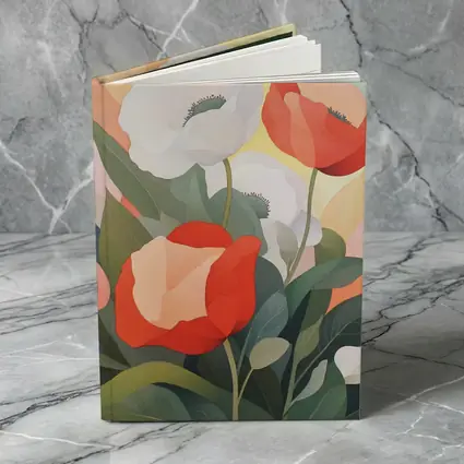 Red White Poppies Soft Pastel Background Art