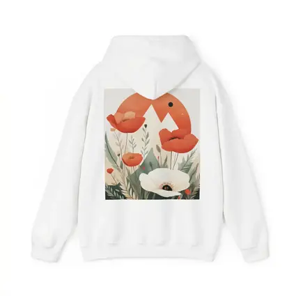 Red Poppies White Flower Mountain Sun Illustration