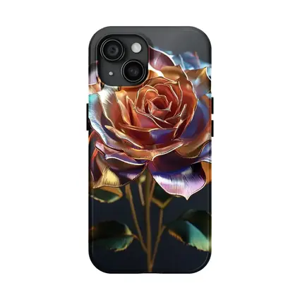 Metallic Iridescent Rose Dark Background
