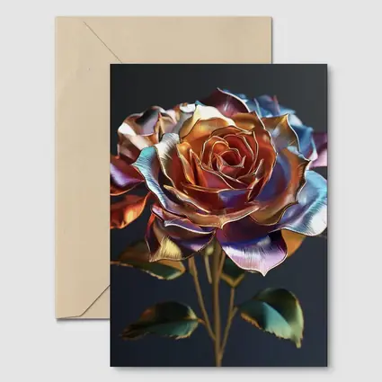 Metallic Iridescent Rose Dark Background