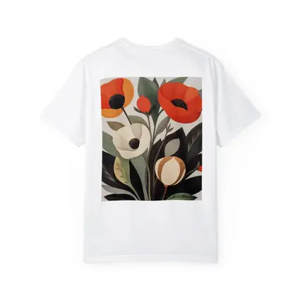 Red Poppies Botanical Illustration Dark Leaves
